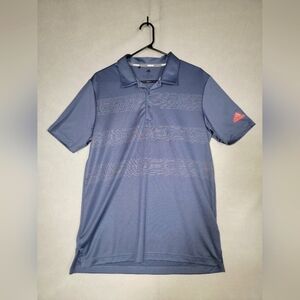 Adidas Mens Golf Polo Blue With Striped Pattern Size Medium